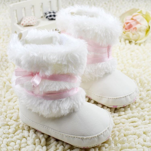 Winter Warm First Walker Baby Girl Toddler Boots With Butterfly-knot Anti-slip Shoes New