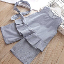 Load image into Gallery viewer, Humor Bear Summer Girls&#39; Clothing Set 2019 New Plaid sleeveless top vest+ shorts+Hair Band 3Pcs Baby Kids Suit Children Clothes