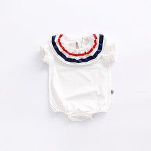 Load image into Gallery viewer, Free Shipping Girls&#39; Baby Clothing Summer Short Bodysuit Triangle One-piece Baby Cotton Lovely Navy Sailor Costume Outfit + Sock