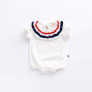 Free Shipping Girls' Baby Clothing Summer Short Bodysuit Triangle One-piece Baby Cotton Lovely Navy Sailor Costume Outfit + Sock