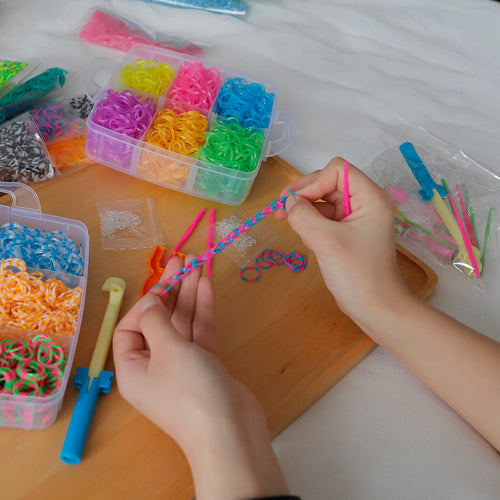 1800pc DIY Toys Rubber Loom Bands Set Kid DIY Bracelet Silicone Rubber Bands Elastic Rainbow Weave Loom Bands Toy Children Goods