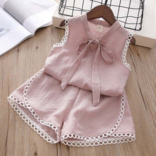 Load image into Gallery viewer, Baby Girl Clothes 2019 Summer New Girls&#39; Clothing Sets Kids Bay clothes Toddler Cotton sleeveless bowknot coat+Pants 1-4Y