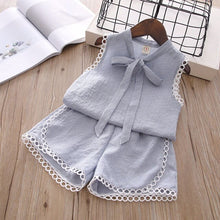 Load image into Gallery viewer, Baby Girl Clothes 2019 Summer New Girls&#39; Clothing Sets Kids Bay clothes Toddler Cotton sleeveless bowknot coat+Pants 1-4Y