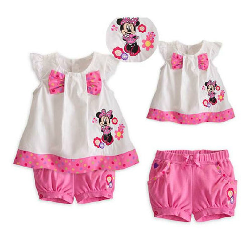 Summer Conjuntos Minnie T Shirt Shorts Baby Girls' Clothing Sets Roupas Infantil Meninas Kids Clothes Toddler Girl Clothing